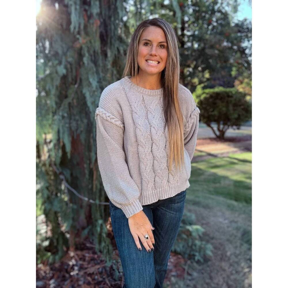 NEW BIBI braided detail sweater in sand